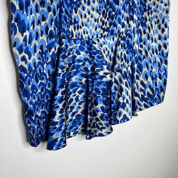 Tibi New York 100% Silk Abstract Print Skirt Women's 6 Blue Beige Knee Length - Picture 8 of 11